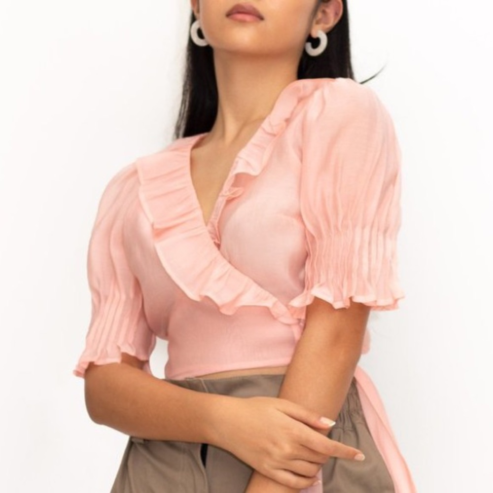 Capulet x Revolve Lexi Ruffle Pink Crop Top S - Picture 5 of 5